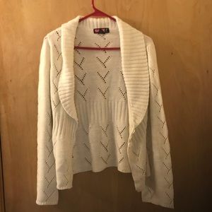Ladies White 3 Button Cardigan Sweater